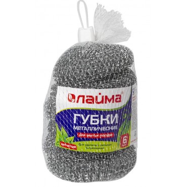 Губки (мочалки) для посуды металлические LAIMA, КОМПЛЕКТ 6 шт., сетчатые по 15 г