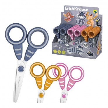 Ножницы ErichKrause Простоквашино, 13см, ассорти , с безопасными закругленными концами лезвий