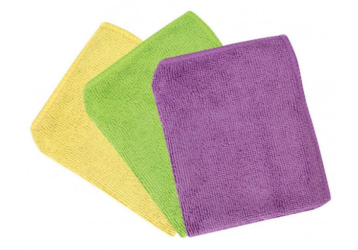 Салфетки универсальные, КОМПЛЕКТ 3 шт., плотная микрофибра, 30х30 см, 220 г/м2, ЛЮБАША 