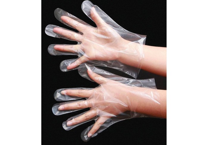 Перчатки полиэтиленовые одноразовые, КОМПЛЕКТ 50 пар (100 штук), 6 микрон, размер L, LAIMA
