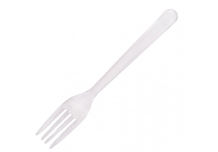 Вилка одноразовая пластиковая 180 мм, прозрачная, КОМПЛЕКТ 50 шт., ЭТАЛОН, WELDAY (ВЭЛДЭЙ),