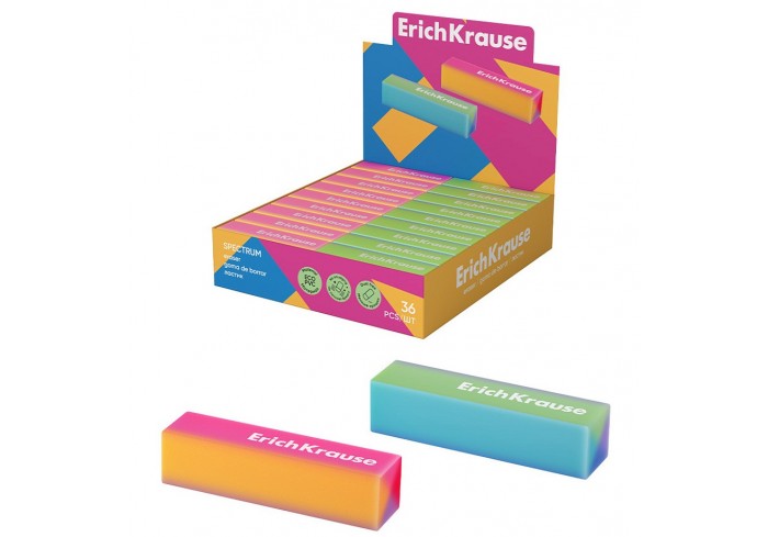 Ластик ErichKrause Spectrum супермягкий, из ЭКО-ПВХ,  Размер 60 х 15 х 15 мм.