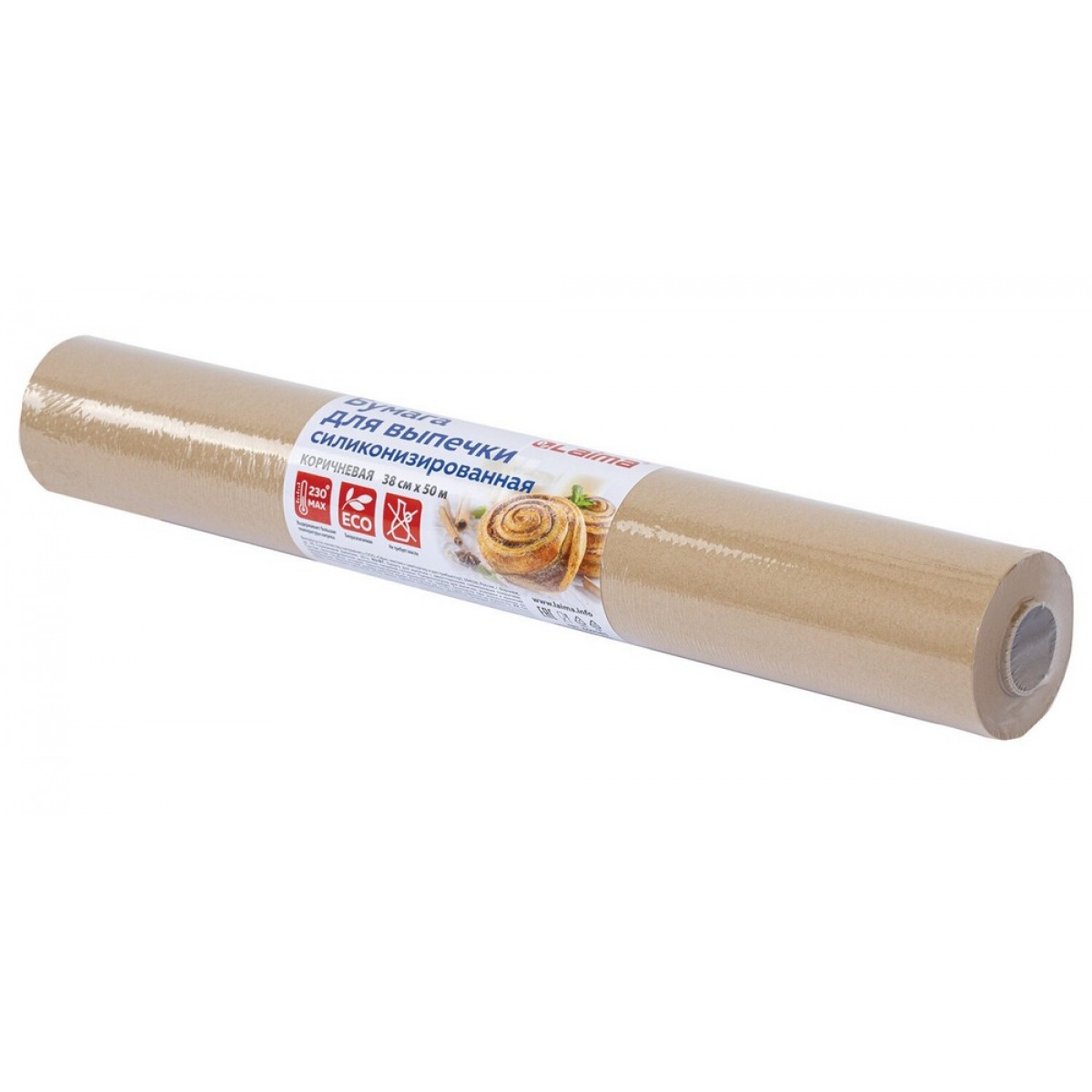 Бумага для выпечки силиконизированная, пергамент 38 см х 50 м, цвет коричневый, LAIMA, CH