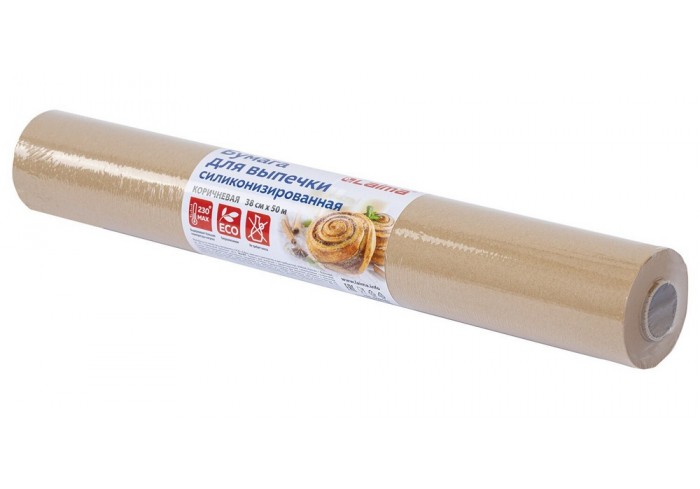 Бумага для выпечки силиконизированная, пергамент 38 см х 50 м, цвет коричневый, LAIMA, CH