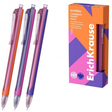 Ручка шарик.автомат. ErichKrause Nymph Matic Caribbean Sunset 0.7, линия 0,28, цвет чернил синий