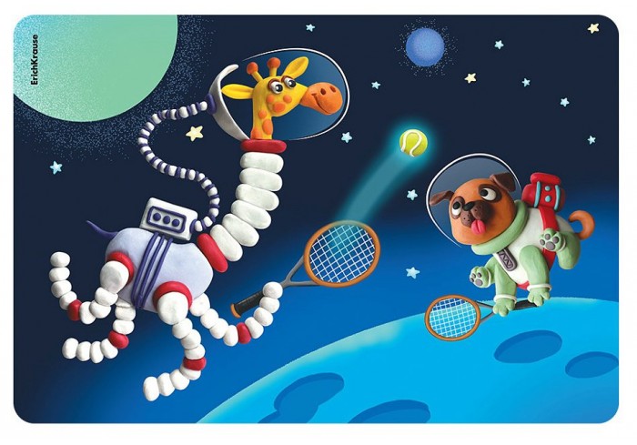 Подкладка настольная пластиковая ErichKrause Space Animals, А3