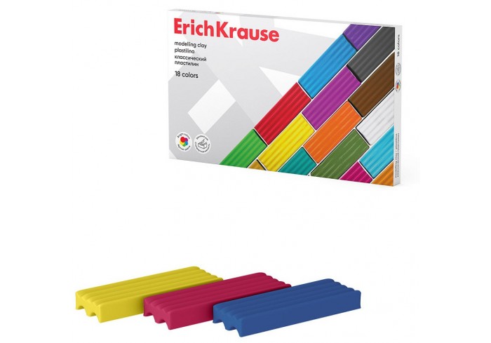 Пластилин классический ErichKrause 18 цветов, 288 г