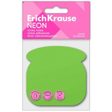 Блок самоклеящийся бумажный ErichKrause Phone Neon, 50 листов, зеленый