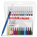 Фломастеры ErichKrause light 12 цветов (в футляре с европодвесом 12 шт), смываемые
