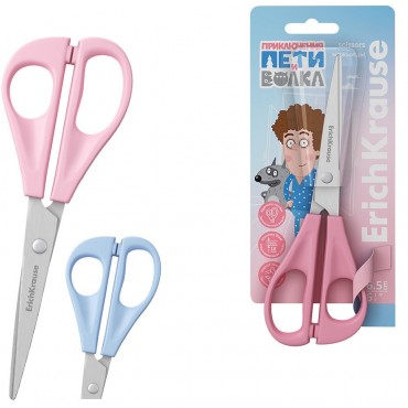 Ножницы ErichKrause Приключения Пети и Волка,16.5см,ассорти, с безопасными закругленн.концами лезвий