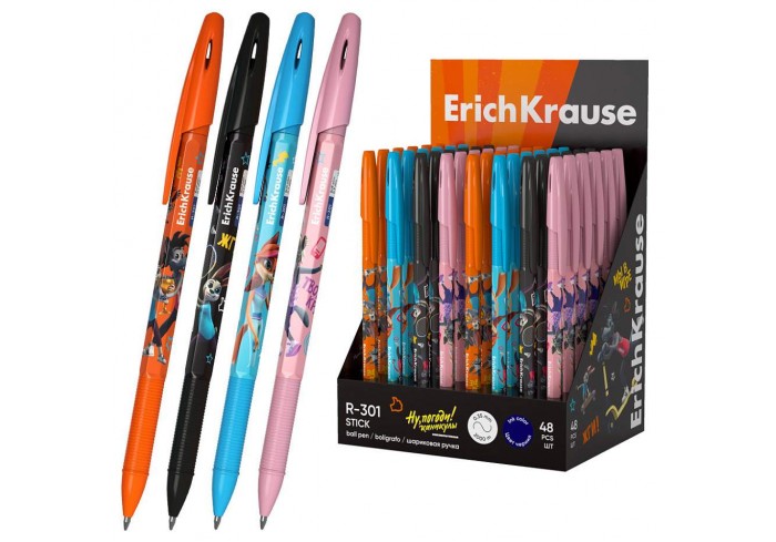 Ручка шариковая, цвет чернил синий ErichKrause R-301 Stick Ну, Погоди! Каникулы 0.7мм
