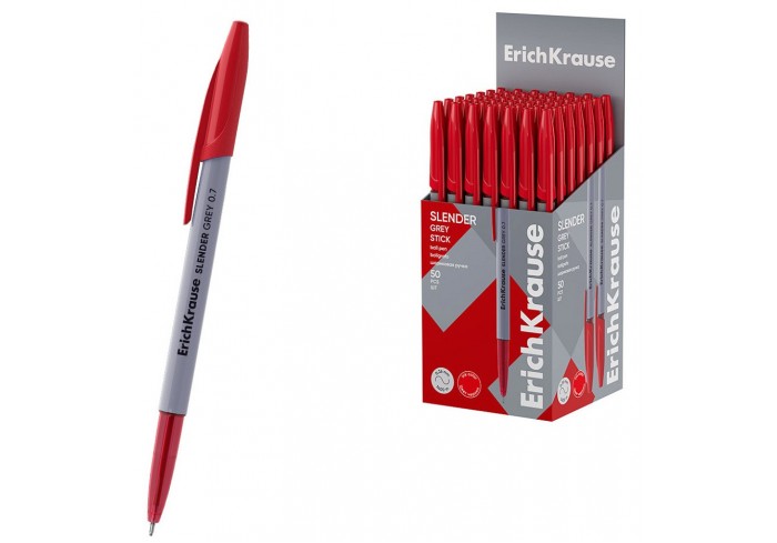 Ручка шариковая, цвет чернил красный ErichKrause Slender® Пепел  0.7мм, Super Glide Technology