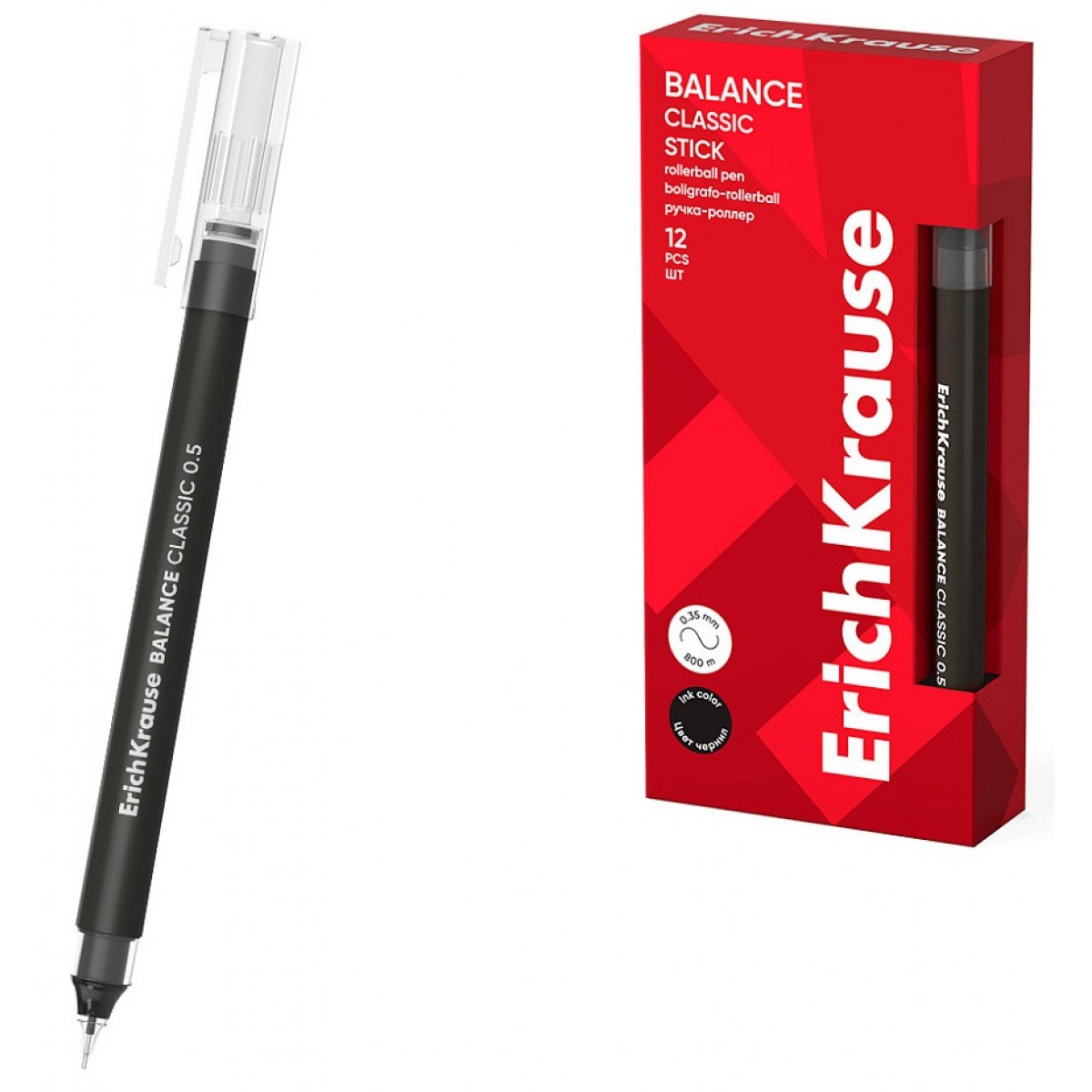 Ручка-роллер ErichKrause Balance Stick Classic 0.5, линия 0,35, цвет чернил черный