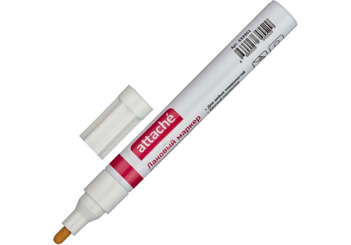 Маркер лаковый paint (лак) Attache 4 мм белый