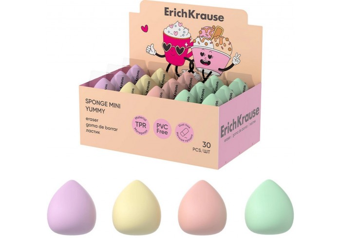 Ластик ERICH KRAUSE Sponge Mini Yummy 30x28x28 мм, ассорти,