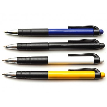 Ручка шариковая автоматическая,107мм,  с резиновым держателем,0,7мм, цвет корпуса ассорти