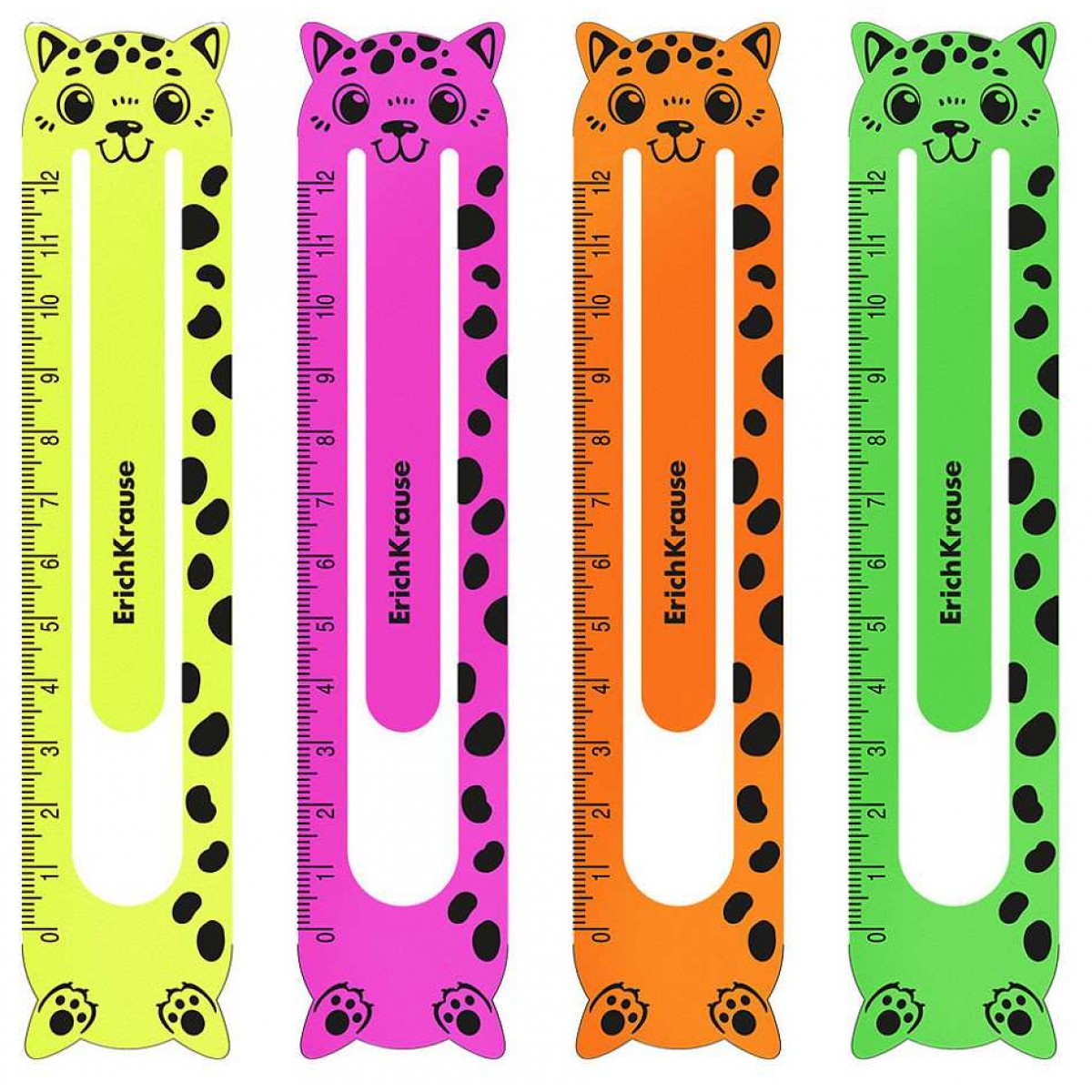 Набор из 4 закладок пластиковых ErichKrause Matt Neon, фигурные, ассорти