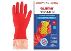 Перчатки латексные LAIMA, c ДЛИННОЙ МАНЖЕТОЙ 25 см, КРАСНЫЕ, размер M (средний), вес 75 г,