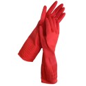 Перчатки МНОГОРАЗОВЫЕ латексные LAIMA, c ДЛИННОЙ МАНЖЕТОЙ 25 см, КРАСНЫЕ, размер L (большой), вес 80