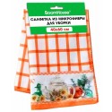 Салфетка из МИКРОФИБРЫ универсальная, 40х60 см, оранжевая клетка, орнамент, 240 г/м2, BOOMHOUSE (БУМ