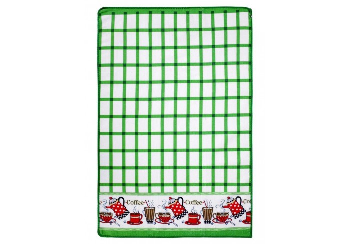 Салфетка из МИКРОФИБРЫ универсальная, 40х60 см, зеленая клетка, орнамент, 240 г/м2, BOOMHOUSE (БУМХА