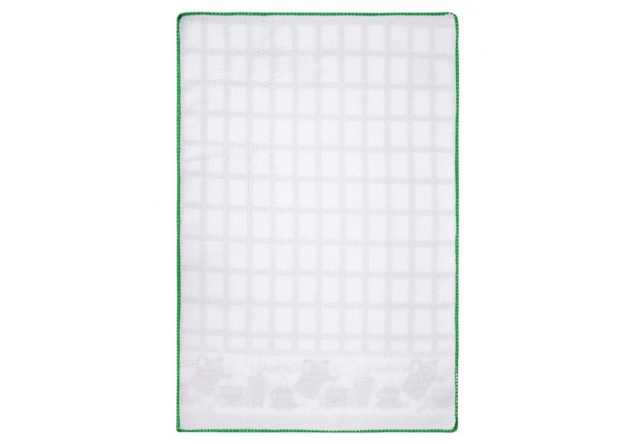 Салфетка из МИКРОФИБРЫ универсальная, 40х60 см, зеленая клетка, орнамент, 240 г/м2, BOOMHOUSE (БУМХА