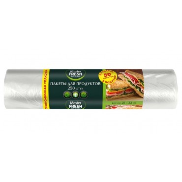 Пакеты фасовочные 25х32 см, КОМПЛЕКТ 250 шт., 7 мкм, рулон, MASTER FRESH