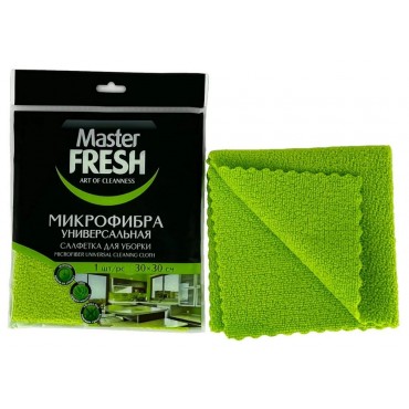 Салфетка из МИКРОФИБРЫ универсальная 30х30 см, зеленая, 250 г/м2, Master FRESH