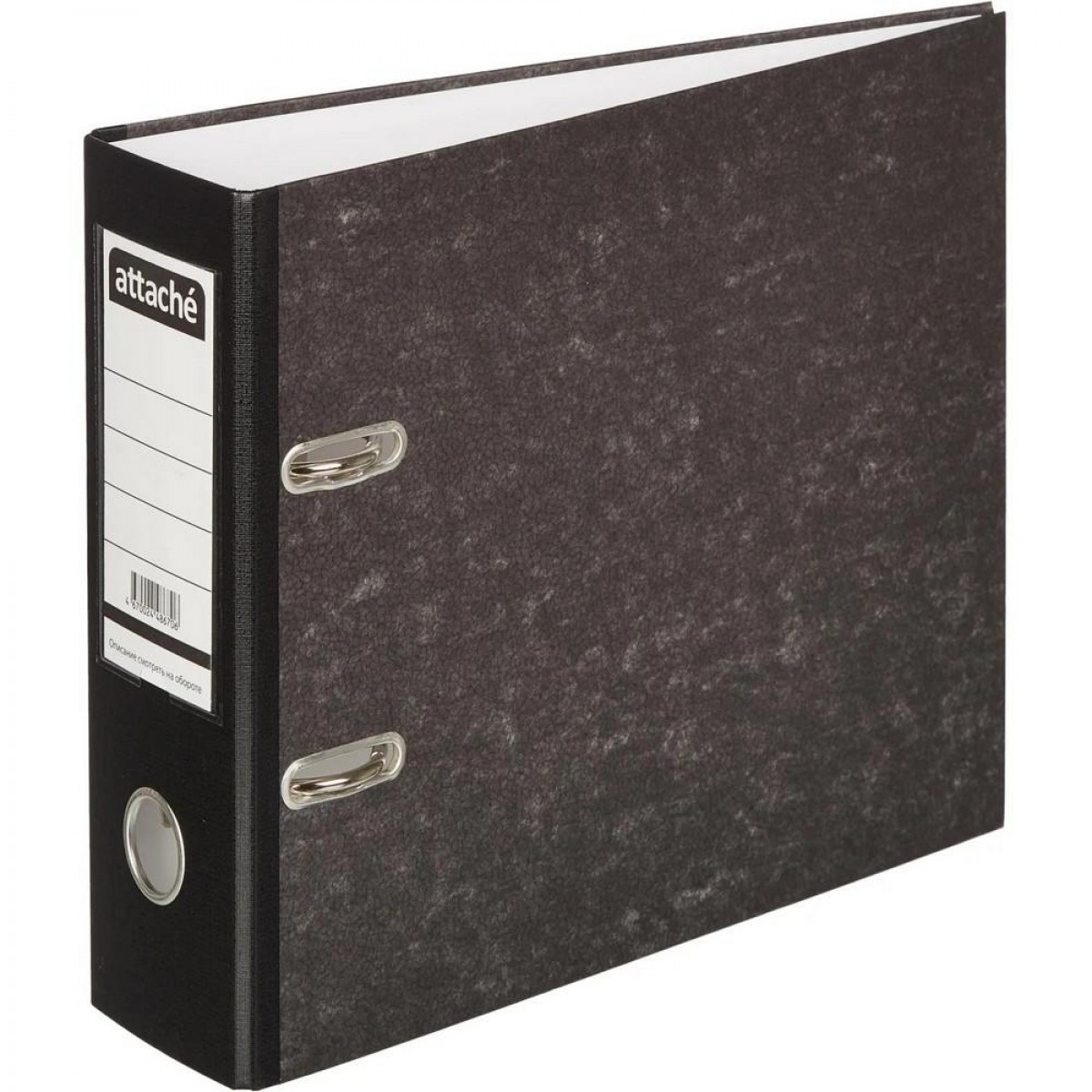 Папка-регистратор ATTACHE, формат A5,гориз,75мм, мрамор, черный, бум./бум.,карман на корешке