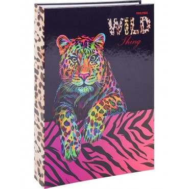 Тетрадь А5 80 л на кольцах, клетка,   НЕОНОВЫЙ ЛЕОПАРД