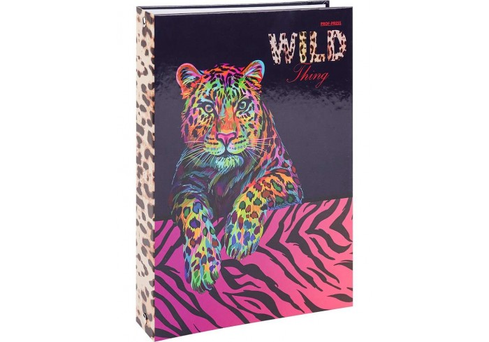 Тетрадь А5 80 л на кольцах, клетка,   НЕОНОВЫЙ ЛЕОПАРД