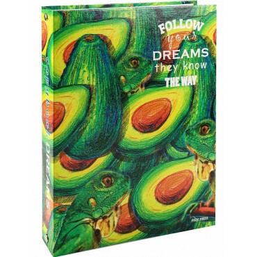 Тетрадь клетка А5 80л. ХАМЕЛЕОНЫ И АВОКАДО на кольцах, глянцевая ламинац, лен