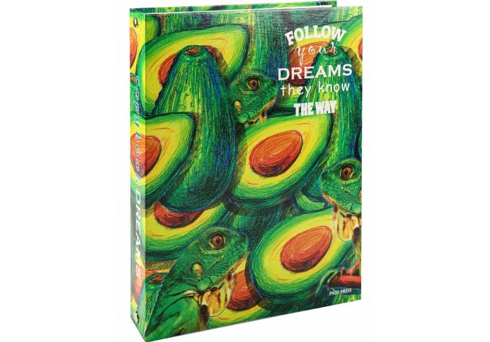 Тетрадь клетка А5 80л. ХАМЕЛЕОНЫ И АВОКАДО на кольцах, глянцевая ламинац, лен