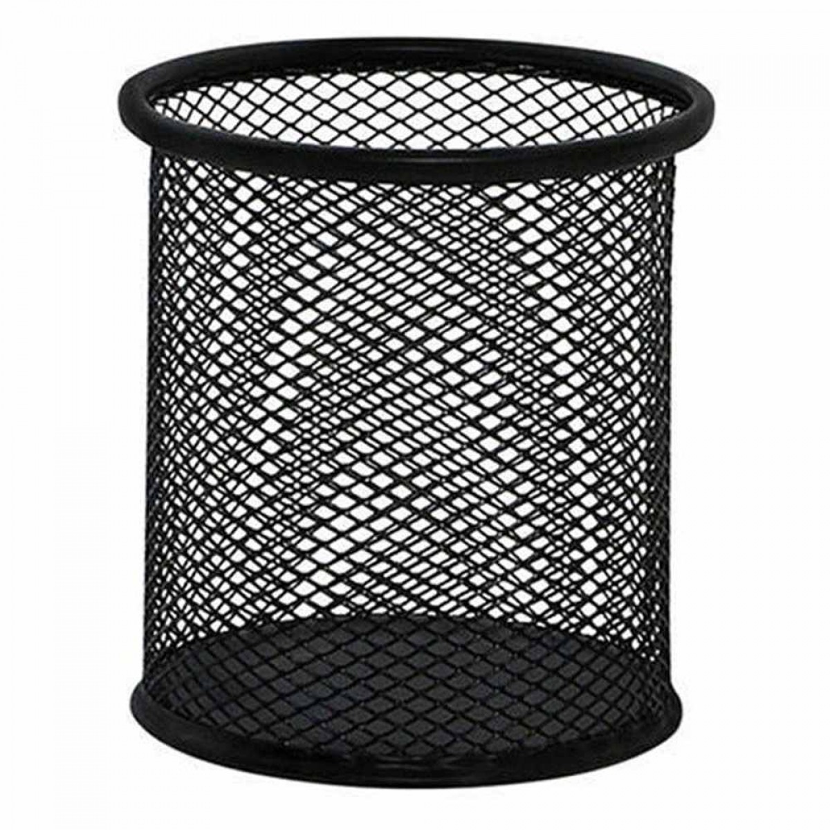 Подставка (стакан) для ручек круглая 90х90х100мм, металлическая, черная,