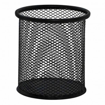 Подставка (стакан) для ручек круглая 90х90х100мм, металлическая, черная,