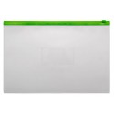 Папка на молнии ZIP Бюрократ -BPM4AGRN A4+ полипропилен 0.15мм карм.для визит. цвет молнии зеленый
