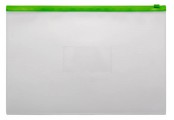 Папка на молнии ZIP Бюрократ -BPM4AGRN A4+ полипропилен 0.15мм карм.для визит. цвет молнии зеленый