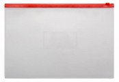 Папка на молнии ZIP Бюрократ -BPM4ARED A4+ полипропилен 0.15мм карм.для визит. цвет молнии красный