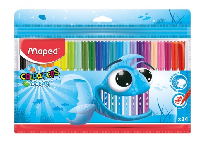 Фломастеры 24шт. супер смываемые, MAPED COLOR'PEPS OCEAN