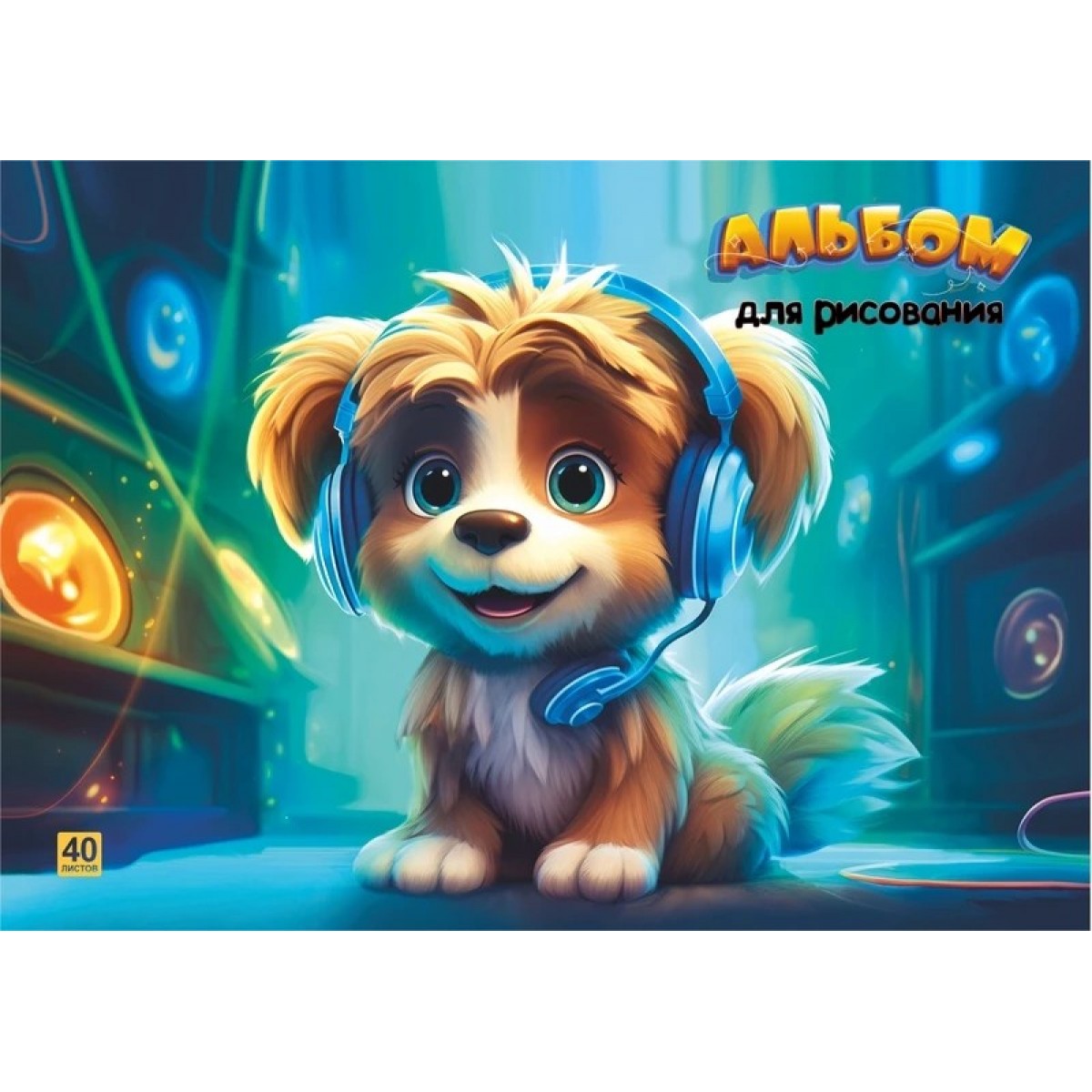 Альбом для рисования 40л. на склейке Music fun, выб.уф-лак,  блок-офсет 100г/м,