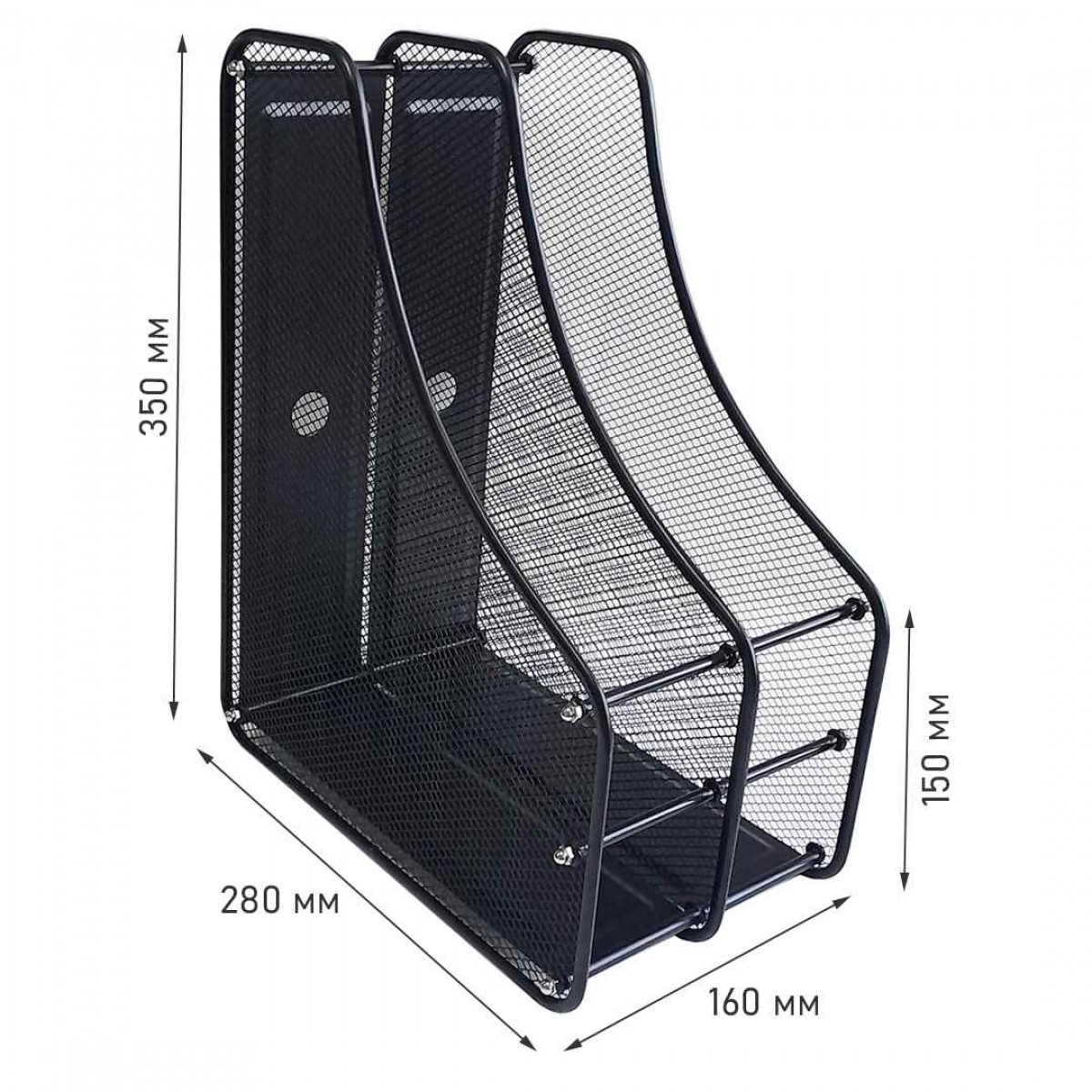Лоток вертикальный двойной металлический, черный, 350*280*160мм GROSS