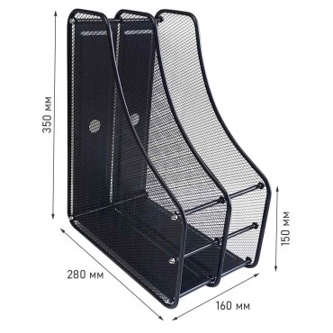 Лоток вертикальный двойной металлический, черный, 350*280*160мм GROSS