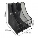 Лоток вертикальный тройной металлический, черный, 350*280*240мм GROSS