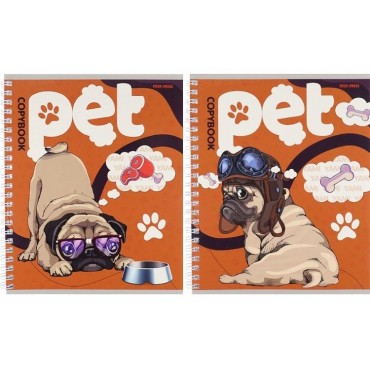 Тетрадь клетка А5 96л. ПОТЕШНЫЕ МОПСЫ, цвет.мелов.обложка, гребень