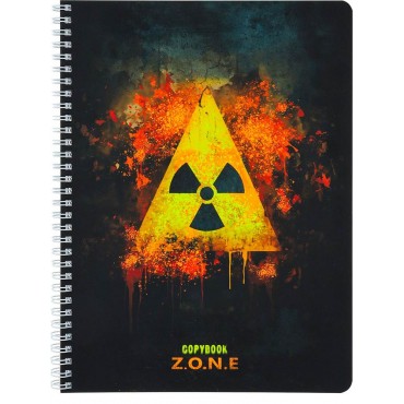 Тетрадь клетка А4 96л. ОПАСНАЯ ЗОНА - 1, 6+0, софт-тач, гребень