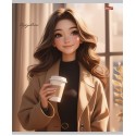 Тетрадь 96 л А5 клетка  ДЕВУШКИ С КОФЕ, (обложка  - мелов.картон)