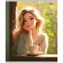 Тетрадь 96 л А5 клетка  ДЕВУШКИ С КОФЕ, (обложка  - мелов.картон)