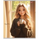 Тетрадь 96 л А5 клетка  ДЕВУШКИ С КОФЕ, (обложка  - мелов.картон)