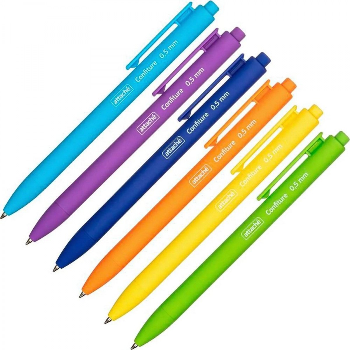 Ручка шариковая автомат. Attache Confiture, 0,5мм, синий стержень, пластик.корпус с покрытием Soft T