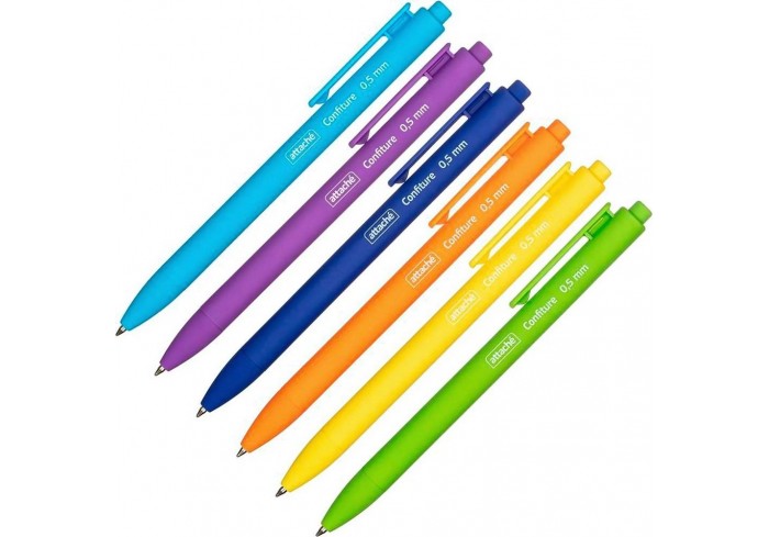 Ручка шариковая автомат. Attache Confiture, 0,5мм, синий стержень, пластик.корпус с покрытием Soft T